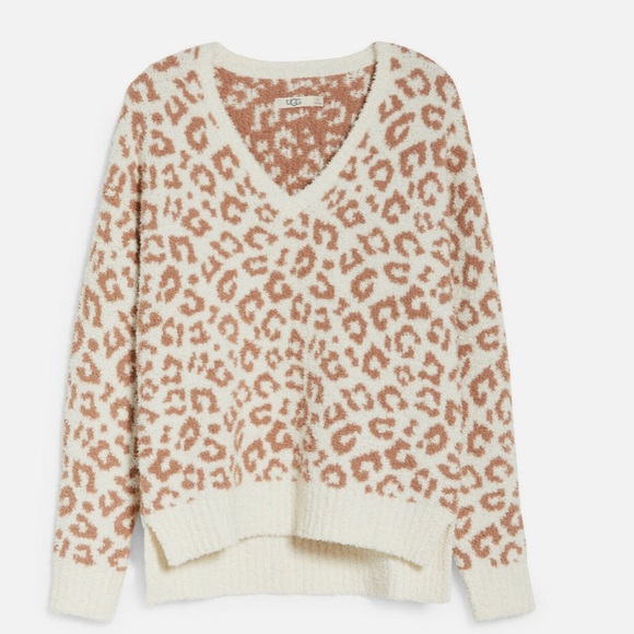 13. UGG Ugg Cecilia V-neck Sweater Snow Leopard - Picture 16 of 16